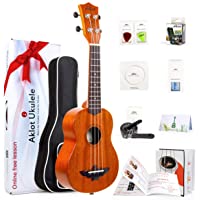 Los mejores  - Aklot Ukelele Soprano de 21 Pulgadas Caoba Maciza Ukeleles para principiantes profesionales Con Curso en línea gratuito…